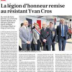 Remise de la légion d’honneur à un membre de la résistance